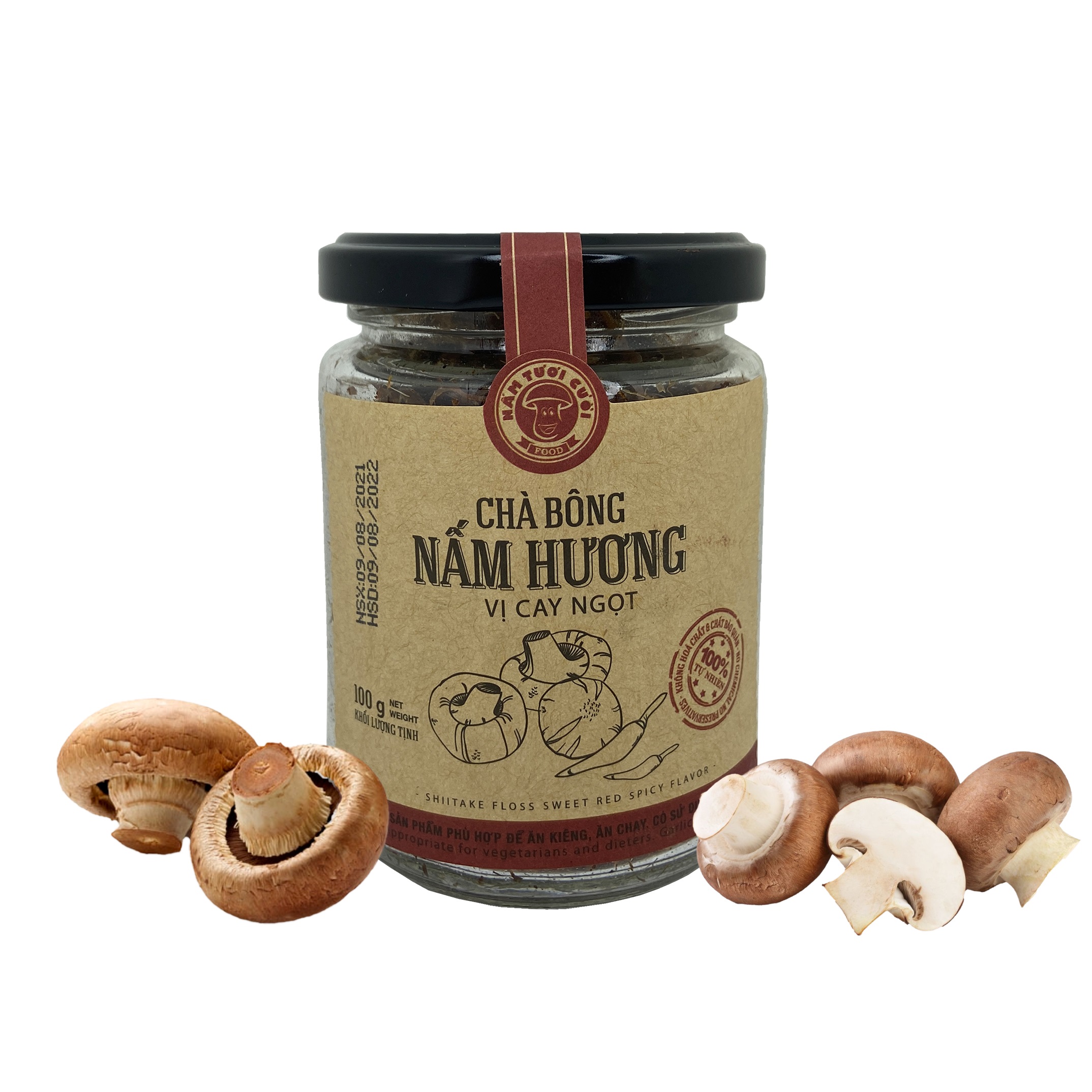 Chà bông nấm hương vị cay ngọt hũ 100g